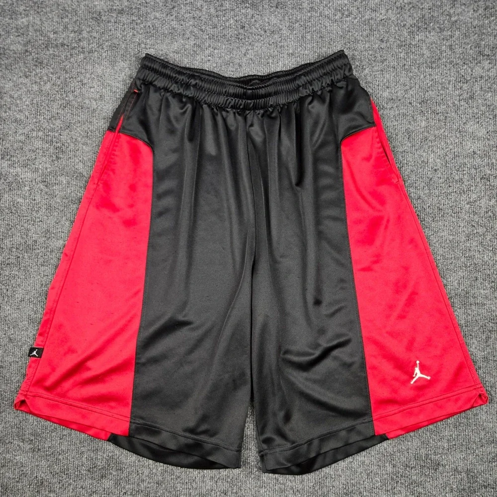 Nike Jordan Basketball Shorts Men's L Black Red Training 277109 Activewear Loose